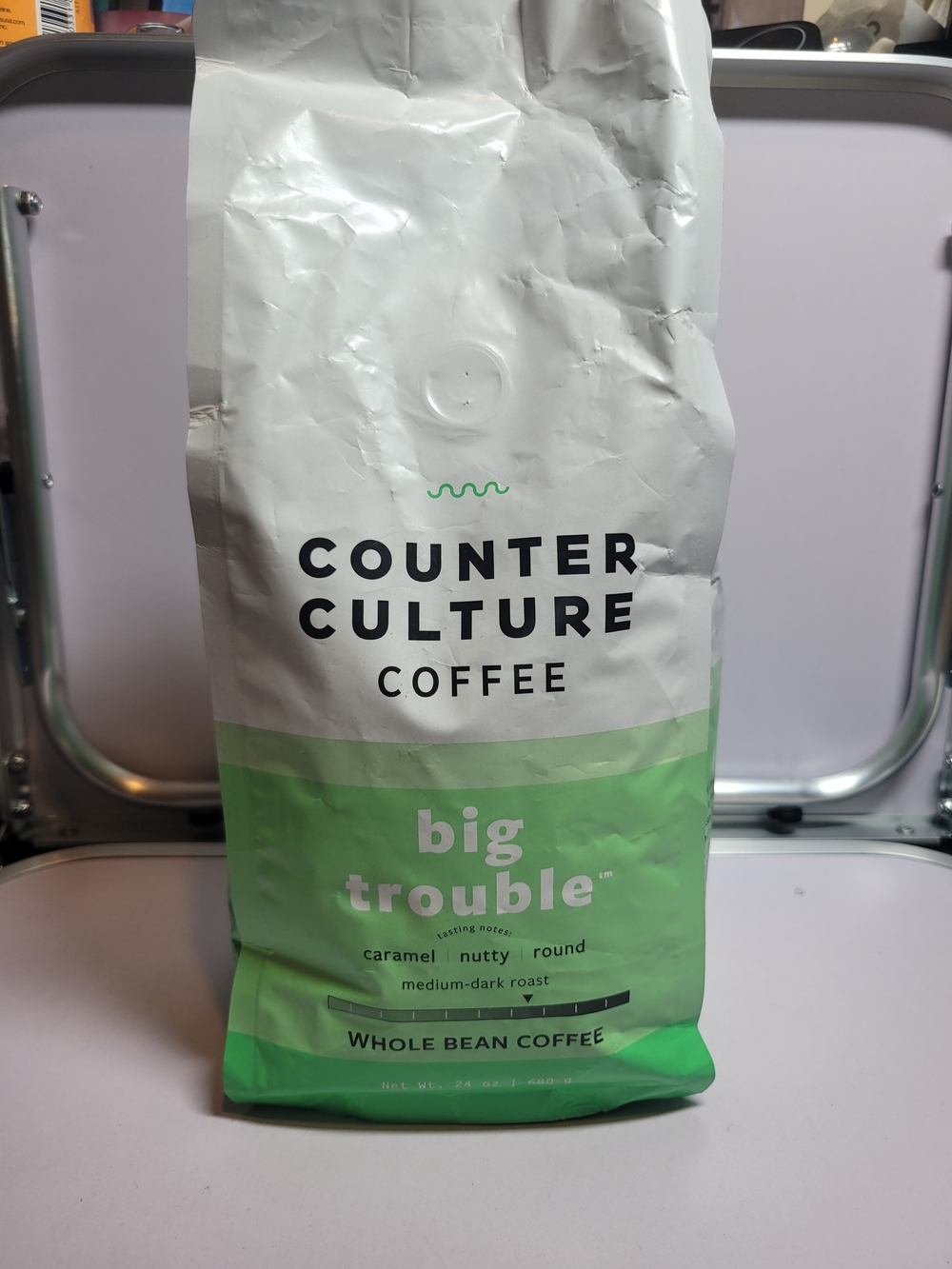 Big Trouble Green Coffee Bag
